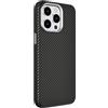 N NEWTOP Cover CV49 Compatibile Apple iPhone 15 Pro, Custodia Colorata a Righe Fibra Carbonio Case TPU Rigida Ricarica Wireless Hard Case Posteriore Anti Urto Pulsanti Cromati Cornice (Nero)