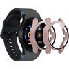 MEMELOKA Cover per Samsung Galaxy Watch FE 40mm/Galaxy Watch 7 40mm con Vetro Temperato[2 Pezzi], Ultrasottile Rigida PC Case Protettiva Anti-Graffio e HD Clear Pellicola Protettiva, Oro Rosa + Oro Rosa