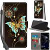 Haninsuze Cover per Huawei P10 Lite Custodia Cover Pelle Libro Portafoglio con Porta Carte Magnetica Protezione Antiurto Cuoio Flip Case Custodia Cover per Huawei P10 Lite, farfalla verde