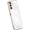 RankOne La Custodia del Telefono è Adatta per Samsung Galaxy A14 5G / A14 (4G) (6.6 Inches), Case per Cellulare in Silicone con Telaio Galvanico - Bianco