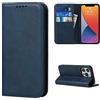 Copmob Cover iPhone 13 PRO,Flip Portafoglio Custodia in Pelle,[3 Slots][Supporto Stand][Chiusura Magnetica],Custodia Cover Libro per iPhone 13 PRO - Blu