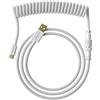 Ranked Cavo Coiled | Cavo Intrecciato a Doppia Guaina Fatto a Mano | USB Tipo C ad A | Connettore Aviator a 5 Pin per Tastiera da Gioco Meccanica Custom | Supporta la Ricarica Rapida 20W (Bianco)
