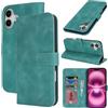 Zouzt Cover per iPhone 16 Plus 6,7 pollici, Custodia antiurto per telefono Cellulare Magnetica in Pelle PU Custodia in Flip Case Portafoglio Slot CarteSupporto Phone Cover (Verde Menta Vintage)