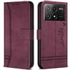 Bravoday Cover per Xiaomi Poco X6 PRO 5G / Xiaomi Poco X6 PRO 5G, Flip Custodia in Pelle PU con Slot per Schede, Portafoglio Custodia per Xiaomi Poco X6 PRO 5G / Xiaomi Poco X6 PRO 5G, Vino Rosso
