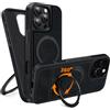 COODIO Cover in Pelle con Supporto Girevole di 360° per iPhone 16 PRO 6,3 Pollici, Custodia Magnetica Compatibile con MagSafe, Cover Sottile e Creativa, Nero