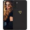 Kaywzo Cover per OPPO A16/A16s/A54s,Custodia in Silicone TPU Liscio di Morbido con Modello Cardiaco,Design Minimalista,Ultrasottile Donna Antiurto Case Cover,Nero