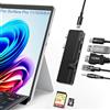 Diliichar Hub USB C per Surface Pro 11/10/9/8/X, Surface Pro 11 Adattatore con USB C Thunerbolt 4 (8K Video +40 Gbps Data+100W PD), porta HDMI, 100M Ethernet, 1*USB 3.0, 1*Type-C, 3.5mm Audio, slot per schede S