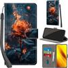 PHINIENLAND Cover per Xiaomi Poco X3 / X3 Pro Case PU Pelle Custodia [Kickstand] [Chiusura magnetica] [Slot per Schede], Portafoglio Flip Custodia per Poco X3,Fiamma