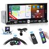 Inefala Autoradio Bluetooth 1 Din Compatibile con Wireless Carplay Android Auto 6,9 Pollici Touchscreen Stereo Auto Supporta Bluetooth/Mirror Link/FM RDS Radio/USB/EQ/Tipo-C con Telecamera Posteriore