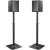 ELIVED Supporto universale per altoparlante regolabile in altezza fino a 95 cm, con base in vetro e canalina interna per altoparlante da scaffale, 10 kg, colore nero
