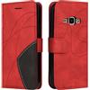Fatcatparadise Cover per Samsung Galaxy J1 2016 / J120, Flip Caso in PU Pelle Case Cover Libro Portafoglio Protettiva Custodia con TPU Antiurto,[Kickstand][Slot per Schede][Magnetica] (Rosso)