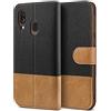 BEZ Cover per Samsung A40, Custodia Compatibile per Portafoglio Samsung Galaxy A40 Protettiva in Tela e PU Pelle Portafoglio Flip Cover con Chiusura Magnetica, Nero