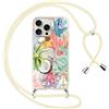 Yoedge Cover con Cordino per iPhone 16 Pro Max, Custodia con Laccio Collana Regolabile Tracolla Aesthetic Estate Disegni, Silicone TPU Necklace Protettiva Corda Case per iPhone 16 Pro Max 6,9, Cocco