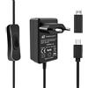 GeeekPi Raspberry Pi 4 Alimentazione, 18W 5V 3.6A USB C Power Supply con Pulsante ON/off, Adattatore Micro USB per Pi 3B+ 4GB