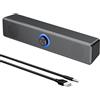 DURNYDT Altoparlante USB per computer, pc boxe, 3,5 mm Aux, laptop desktop, tablet USB, mini soundbar portatile con stereo surround 3D, ampia compatibilità, plug and play