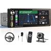 SIXWIN Autoradio Bluetooth 1 Din con Carplay Android Auto, 6.9 Pollici HD Touchscreen Schermo con Controllo del Volante/Bluetooth5.0/Mirror Link/USB 2/Type-C/FM/EQ+Telecamera