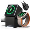 ZEEHOO Stazione di Ricarica 3 in 1 per Magsafe, CubeTrick-X Qi2 15 W Fast Wireless Charger Stand per Apple Watch, per iPhone 16, 15, 14, 13, 12 (caricatore USB-C da 30 W incluso)