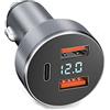GemCoo 72W Caricabatteria Auto USB C con Voltmetro LED, Accendisigari Adattatore Doppio QC 3.0 + 36W PD USB, Ricarica Veloce per iPhone 14/13