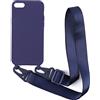 2NDSPRlNG Cover con collana compatibile con iPhone 6/7/8/iPhone SE 2020/iPhone SE3 2022, cordino in corda con ciondolo custodia in silicone morbida, colore: Blu