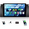 SIXWIN 4+128G Android 15 Autoradio con CarPlay/Android/Mirror Link per BMW 5 E39 E53 M5 X5(1996-2007), 9 HD TouchScreen Schermo Navigatore WiFi RDS FM USB Bluetooth+AHD Retrocamera