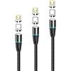N. NETDOT NetDot Caricatore magnetico, (0,3 m/1 m/1,5 m, 3 pack nero) 12 generazioni cavo magnetico ricarica rapida di dati per smartphone micro USB/USB-C e vieni con 2 connettori ogni cavo