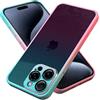 N NEWTOP Cover Moda 02 TPU Compatibile per iPhone 15 Pro, Colorata Sfumata Trasparente Opaca Morbida Flessibile Custodia con Protezione Fotocamera in Vetro Temperato Completa e Cromata (Blu)