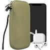 kwmobile Custodia in Neoprene con Zip per Smartphone XL - 6,7/6,8 - Astuccio Portacellulare a Sacchetto con Cerniera - Borsa in verde grigio