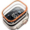 ESR Armorite Protezione per lo schermo per Apple Watch Ultra 3/2/1 (2025/2024/2023/2022,49 mm), Protezione militare, Vetro temperato con cornice in alluminio, Antigraffio, 2 Pezzi, Metallico e Arancia