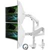 ARES WING Braccio Monitor Doppio per Schermi 17-49 pollici, con porte USB A/C, Regolazione Dell'altezza con Inclinazione e Girevole Supporto per Braccio, Capacità di Carico da 2-20 kg, VESA 75/100