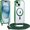 Kokio Cover Magnetica per iPhone 15 Plus / 14 Plus 6,7 Pollici Case avec Cordino,Compatibile con MagSafe, Trasparente Morbido Custodia Paraurti Antiurto, Resistente all'us, Antigraffio, Verde