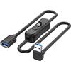 YINGAYOU Cavo USB 3.0 con Interruttore On/Off USB A 90 Gradi con Interruttore Supporta 5Gbps Trasmissione Dati e Funzione di Ricarica, Per PC Portatile, Ventilatore, Lampade (Basso, 15 cm)