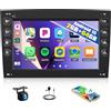 CAMECHO 【2G+64G】CAMECHO Android 15 Autoradio per Renault Megane 2 (2002-2009) con Navi Wireless Carplay Android Auto, 7'' Stereo con Schermo Bluetooth RDS MirrorLink e USB SWC+Canbus+Mic+Telecamera Posteriore
