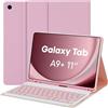 MAYPHY Custodia con tastiera retroilluminata per Samsung Galaxy Tab A11 Plus 2025, Tab A9 Plus 5G 11 pollici 2023, custodia con tastiera staccabile a 7 colori per Samsung Galaxy Tab A11+ A9+, con