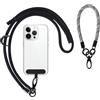 Rylae Set di Due Pezzi con Tracolla/Collana Universale per Telefono, Regolabile e Staccabile, con Due Cuscinetti, Può Essere Portato a Mano o a Tracolla, Compatibile Con Tutti Gli Smartphone, Nero