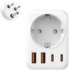 Obllemn Adattatore Presa India, Spina da Viaggio Tipo D India, Adattatore 5 in 1 Sri Lanka con 1 CA e 2 USB-C e 2 USB-A (3,4 A), Adattatore I-ndia per il Sudafrica, Nepal, Sri Lanka, Russia, Mozambico