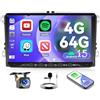 Inefala [4G+64G Android 15]Inefala Autoradio per VW Golf Passat Tiguan Polo Caddy Skoda Seat Touran, Wireless CarPlay Android Auto, 9 Pollici Stereo Auto Bluetooth con GPS WiFi RDS/FM DSP Retrocamera MIC