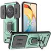 ESTH® Cover per Honor Magic6 Lite 5G/Honor X9b con Custodia per Fotocamera Scorrevole e Supporto ad Anello [Custodia Paraurti Compatibile con Supporto Magnetico per Auto], Verde