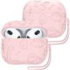 ECZOIL Custodia protettiva in morbido silicone con cordino in silicone per AirPods di terza generazione, con incisione dinosauro, colore rosa