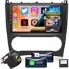 ETLFUCyber Android 4G+64G Autoradio per Mercedes Benz Classe C/GLK W203 W209 C180 C200 2005-2009, 9 Pollici Touchscreen Radio con Wireless Carplay e Android Auto/Bluetooth 5.0/WiFi/GPS/32EQ