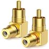 EMK 2Pezzi RCA 90 gradi angolato adattatore placcato oro angolo retto spina Adaptor accoppiatore RCA maschio a femmina adattatori per TV DVD Soundbar altoparlante