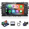 Rimoody 2G+64G Wireless Carplay Android 13 Autoradio 2 Din per Ford Focus II mk2 Mondeo S-Max C-Max Galaxy Kuga 7 Pollici Autoradio con Android Auto GPS Navi WiFi Bluetooth FM/RDS/EQ/SWC Telecamera Posteriore
