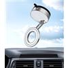 CloudValley Supporto Cellulare Auto per Magnetico, 360° Rotazione Pieghevole Supporto Telefono Auto per Magsafe, Ventosa Ultra Potente supporto auto Accessori per iPhone16 15 14 13 12, Argent