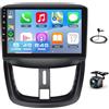 podofo Autoradio 8 Core 4GB+64GB per Peugeot 207 (2006-2015) con CarPlay Senza fili Android Auto, Schermo IPS da 9 Pollici, Android 13, DSP/BT/WiFi/FM/GPS