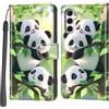Haninsuze Cover per Samsung Galaxy A55 5G, Custodia Interno TPU Antiurto Portafoglio con Disegni [schede Fessura] [Supporto Stand] Cover Libro in PU Pelle (panda)