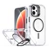 FFXCXL Cover per iPhone17 con Cavalletto, Compatibile con MagSafe, Protezione di livello militare, Supporto fotocamera integrato,Trasparente，nero