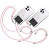 TBOC 2X Cordino Catenella Laccio Strap Porta Cover [Rosa Chiaro] con Toppa di Plastica [Nero] Telefono Cellulare da Collo - Tracolla Catenina Cordini da Cellulari Accessori Universale Laccetti