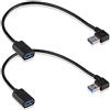 S SIENOC 2 x Tipo L. Adattatore Cavo USB 3.0-90° Fino+Giù - Tipo A Maschio a Tipo A Femmina (90° fino+giù cavo)
