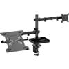 AD ADVANCE - XTENDMOUNTS Flex, Supporto Monitor PC da 17 a 32 pollici, Vassoio per Laptop, Compatibile VESA 75x75 e 100x100, Altezza e Inclinazione Regolabili, Porta Tablet e Smartphone Incluso