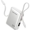 VENTION Mini Power Bank 10000mAh 45W Ricarica Rapida, con Cavo USB-C Integrato & Display Intelligente, Caricatore Portatile 3 Porte Compatibile con iPhone 16/15/14 Pro Max Plus, iPad, Galaxy S24 Ultra