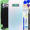 LUVSS Coperchio Copribatteria Scocca Vetro Posteriore Imposta per Samsung Galaxy S10e SM-G970F/DS (Bianco)
